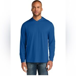 Men's Royal Blue Long Sleeve Hooded Tee Large NEW